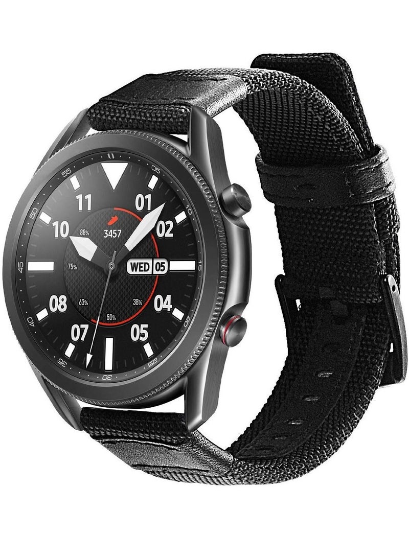 Strap Band Cloth Nylon For 22MM Compatible With Samsung galaxy watch 3 45mm /watch 46mm/Gear S3/Huawei watch GT2E/GT (42mm,46mm)/GT2 Pro/GT2 46MM/honor Magic Watch2 46mm/Amazfit GTR 47mm/GTR 2/2e (Black) - Image 3