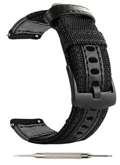 Generic Strap Band Cloth Nylon For 22MM Compatible With Samsung galaxy watch 3 45mm /watch 46mm/Gear S3/Huawei watch GT2E/GT (42mm,46mm)/GT2 Pro/GT2 46MM/honor Magic Watch2 46mm/Amazfit GTR 47mm/GTR 2/2e (Black)  - Image 2