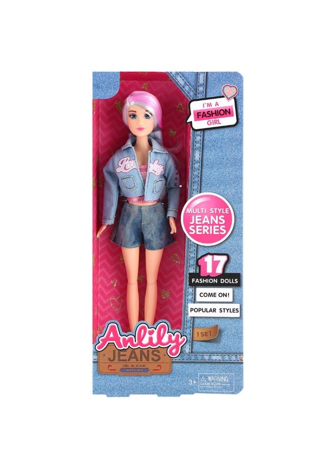 Generic Anlily Jeans Girl In Jeans Fashion Girl 29cm Doll With Jeans Jacket - 616065D 