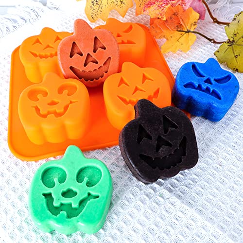 Winerming Pumpkin Silicone Mold Halloween Cake Mold 5 Piece Chocolate Molds With Ghost, Bat & Witch Hat Cookie Molds for Candy, Gummy, Jello, Ice Cube, Crayon Melt, Biscuits, Soap Baking - Image 5