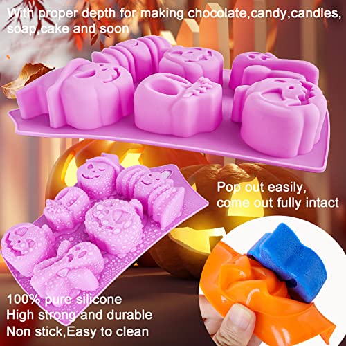 Winerming Pumpkin Silicone Mold Halloween Cake Mold 5 Piece Chocolate Molds With Ghost, Bat & Witch Hat Cookie Molds for Candy, Gummy, Jello, Ice Cube, Crayon Melt, Biscuits, Soap Baking - Image 3