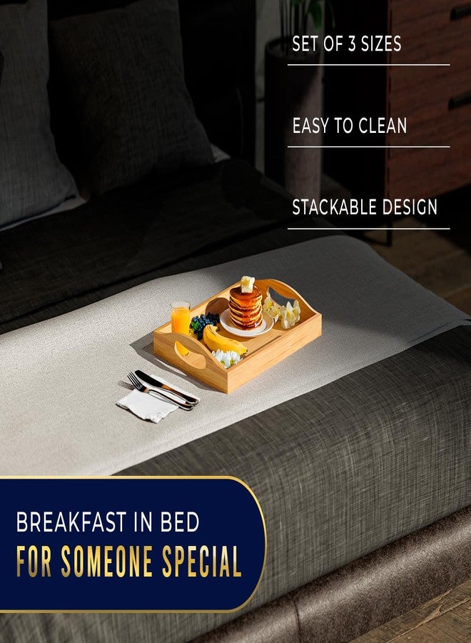 كومفيفي صواني تقديم من الخيزران من كومفيفي - طقم من 3 صواني عثمانية للطعام والضيافة والديكور - تصميم بسيط - Image 4