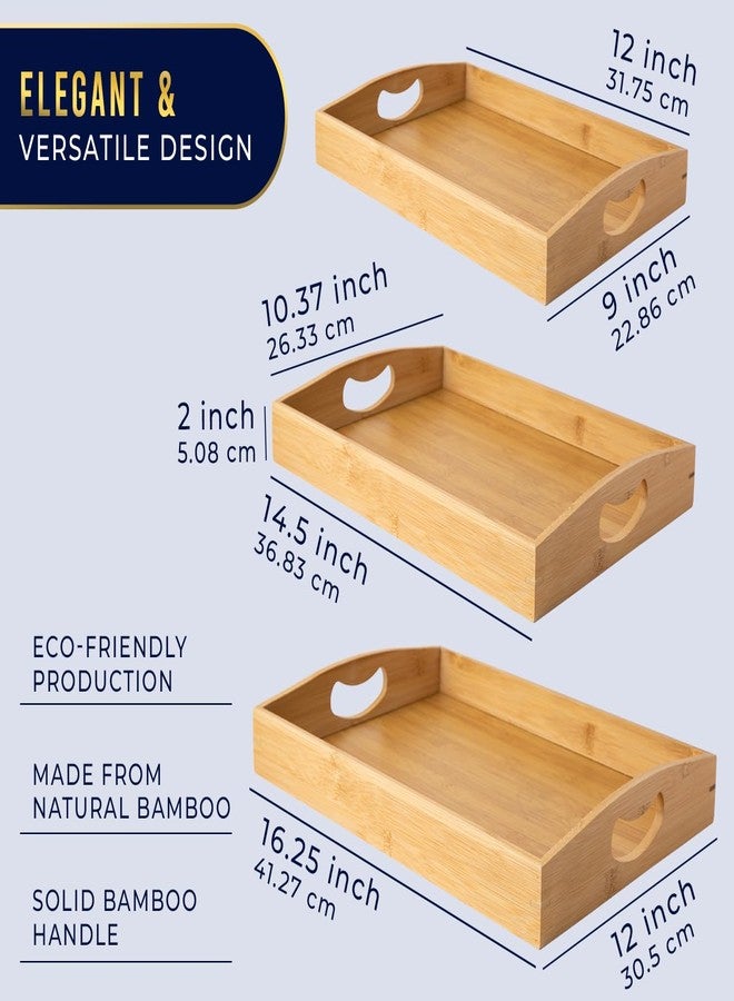 كومفيفي صواني تقديم من الخيزران من كومفيفي - طقم من 3 صواني عثمانية للطعام والضيافة والديكور - تصميم بسيط - Image 3