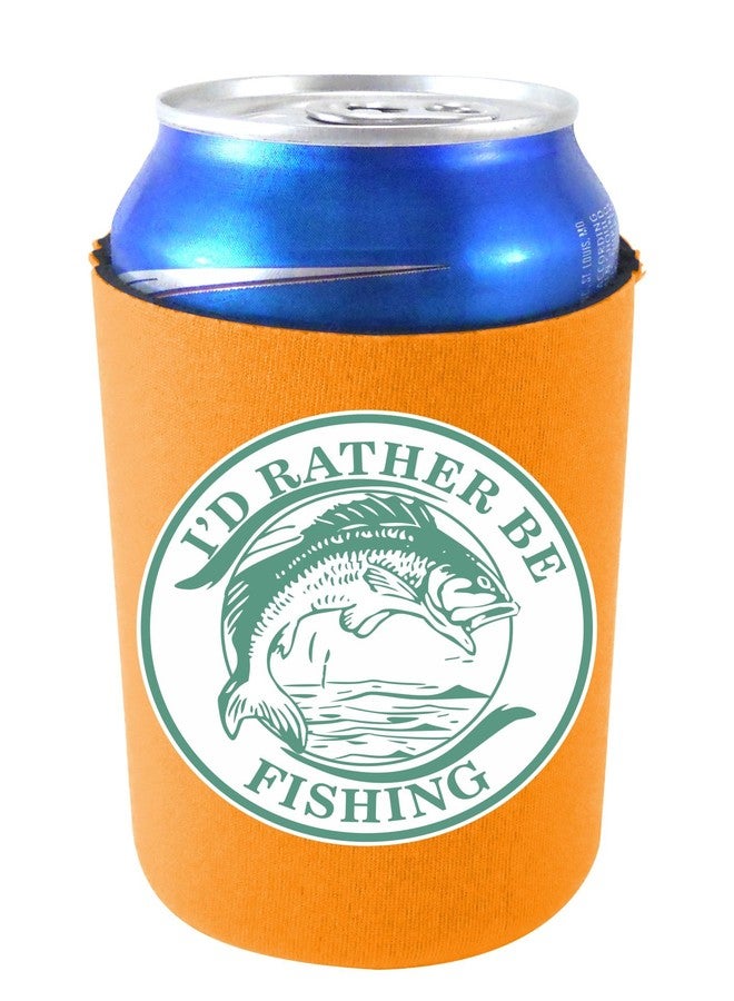 Coolie Junction I'd Rather Be Fishing Collapsible Can Coolie (Orange) - Image 1