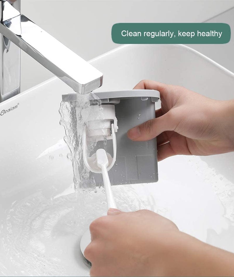 TGOPIT Toothbrush Holder Wall Mounted, Automatic Toothpaste Dispenser Squeezer Kit With Holders For Bathroom-Shelf Magnetic Cups Toothpaste Holder(2 Cup,Abs Plastic, White) - Image 4