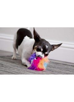 goDog goDog Just for Me Furballz Squeaky Plush Ball Dog Toy, Chew Guard Technology - Cool Rainbow, Mini  - Image 5