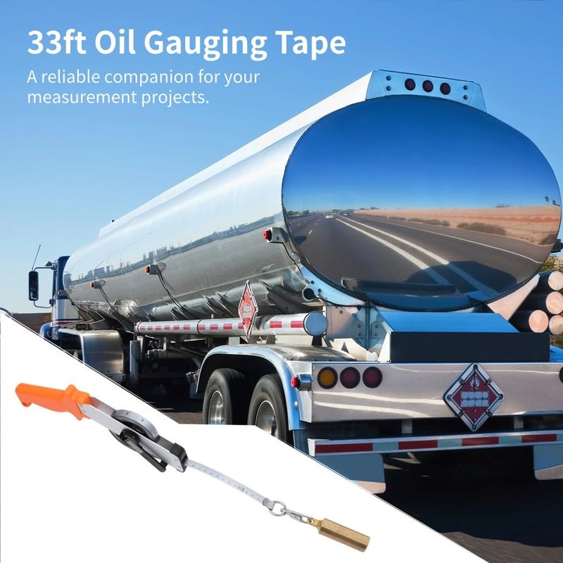 33Ft Stainless Steel Oil Gauging Tape With Brass Plumb Bob, Heavy Duty Depth Sounding Tape For Water And Oil - Image 2