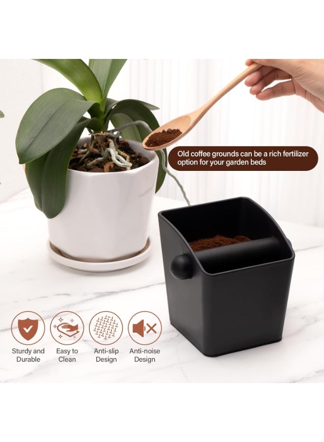 صندوق قهوة إسبرسو مستطيل بسعة كبيرة مع قاعدة مضادة للانزلاق وقضيب طرق قابل للإزالة، مثالي للمطبخ والمقهى - Image 5