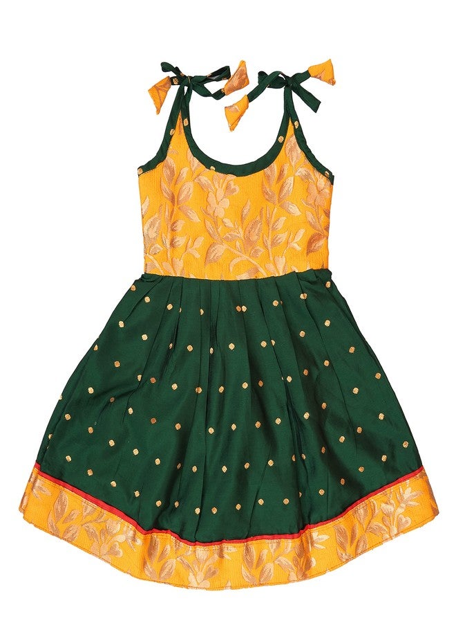 Suzvan Baby Girls Green Yellow Frock (6-12 Months)