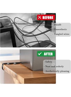 erorex Y Hook And Loop Cable Management Under Desk 80Pcs Self Adhesive Cable Ties Reusable Wire Organizers For Cords Adjustable Cable Straps Clips Home Office Essentials Gray  - Image 4