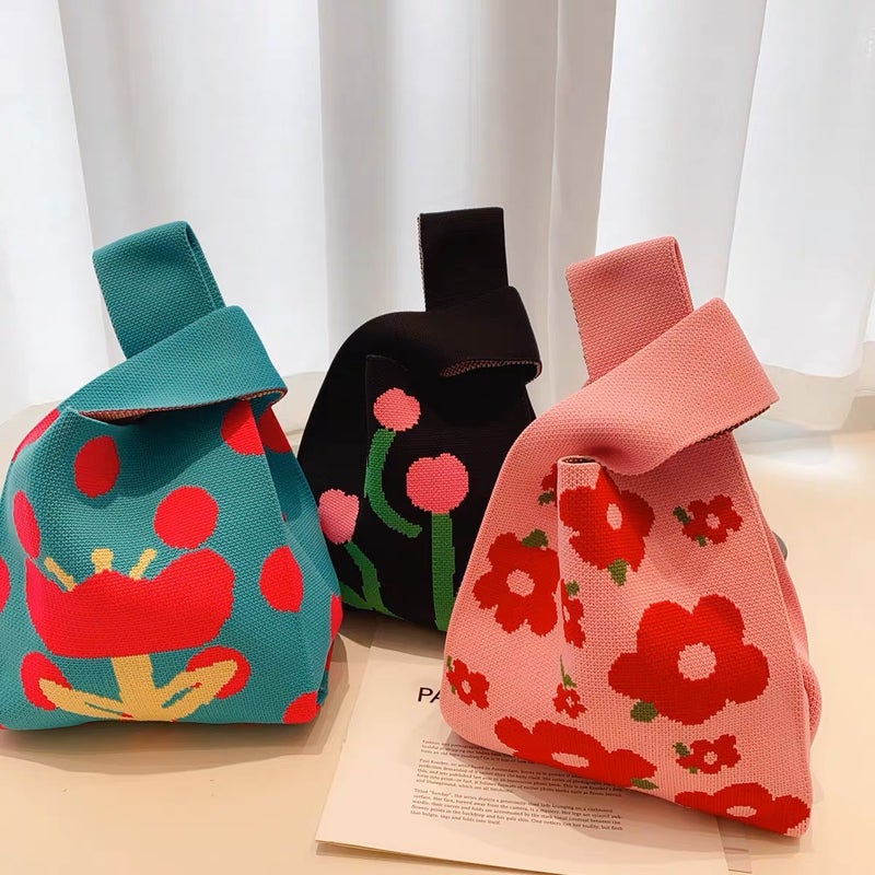 Wrist Bag Internet Celebrity Fashion Handbag Women'S Knitted Bucket Bag Japanese And Korean Style All-Match Hand Bag Casual All-Match Phone Bag - Image 5
