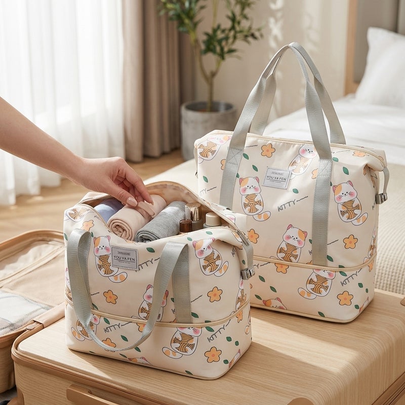 Portable 2 Pack Cosmetic Bag with Large Capacity Travel Storage and Pouch for cosmetics and Beige - Image 3
