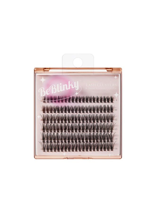 BeBlinky False Eyelashes, Lash Extension Kit 07, 9mm-16mm, Narrow Band, Easy to Apply and Remove, No Damage to Natural Eyelashes, 120 Lash Clusters - Wispy - Image 1
