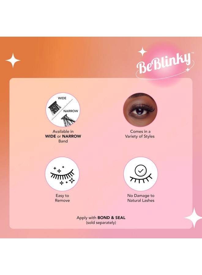 BeBlinky False Eyelashes, Lash Extension Kit 07, 9mm-16mm, Narrow Band, Easy to Apply and Remove, No Damage to Natural Eyelashes, 120 Lash Clusters - Wispy - Image 4