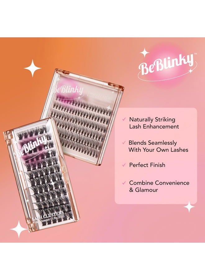 BeBlinky False Eyelashes, Lash Extension Kit 07, 9mm-16mm, Narrow Band, Easy to Apply and Remove, No Damage to Natural Eyelashes, 120 Lash Clusters - Wispy - Image 3