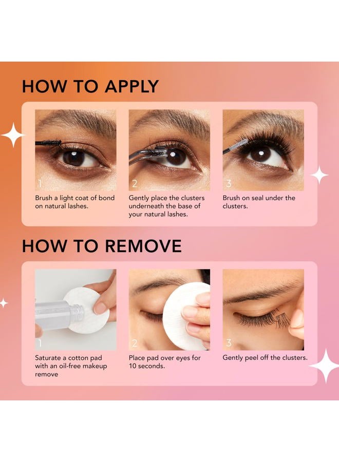 BeBlinky False Eyelashes, Lash Extension Kit 07, 9mm-16mm, Narrow Band, Easy to Apply and Remove, No Damage to Natural Eyelashes, 120 Lash Clusters - Wispy - Image 2