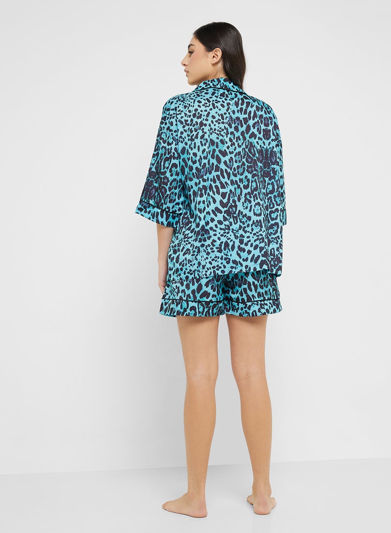 Ginger Leopard Print Shirt & Short Pj Set - Image 2