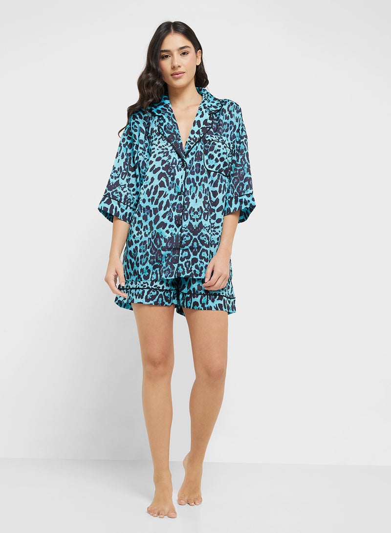 Ginger Leopard Print Shirt & Short Pj Set - Image 5
