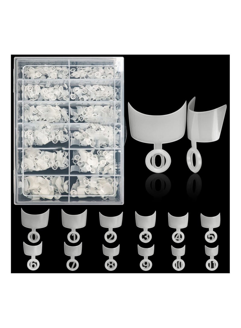 SYOSI 600PCS Short French Style False Nails, Half Cover Nails Tips, White Short Acrylic Extension Finger Nail 12 Sizes with Box for Nail Tips Art Salons and Home DIY (French) - Image 1