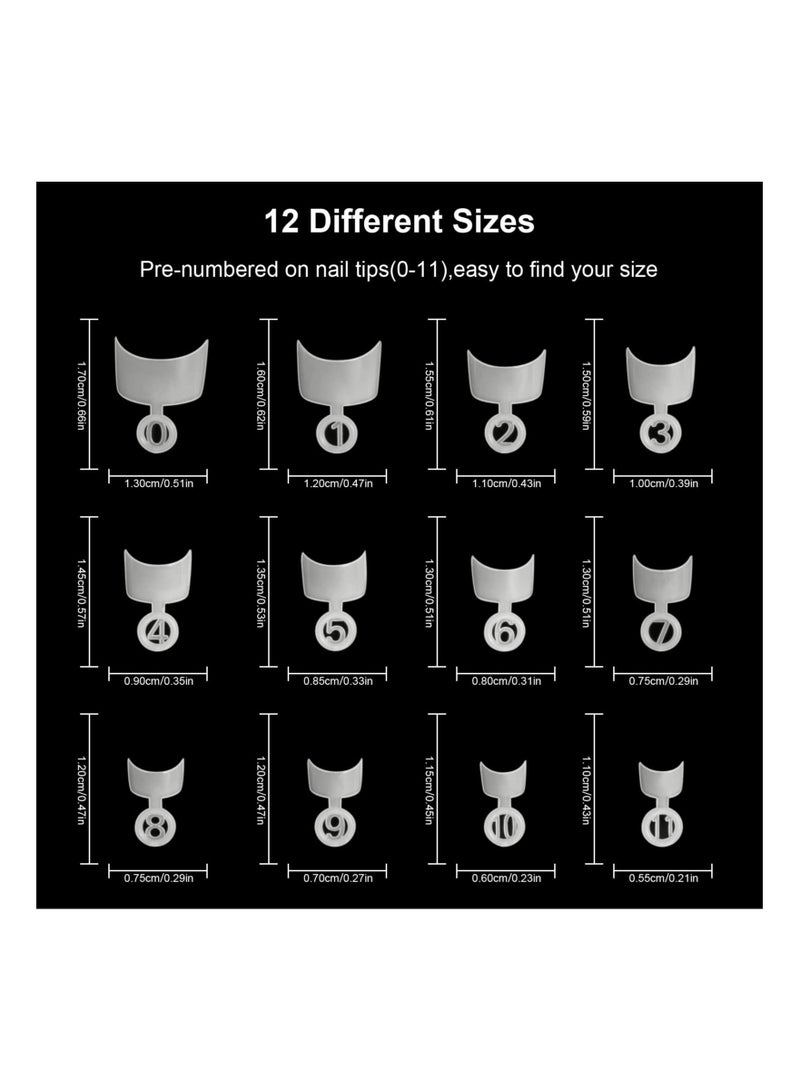 SYOSI 600PCS Short French Style False Nails, Half Cover Nails Tips, White Short Acrylic Extension Finger Nail 12 Sizes with Box for Nail Tips Art Salons and Home DIY (French) - Image 3