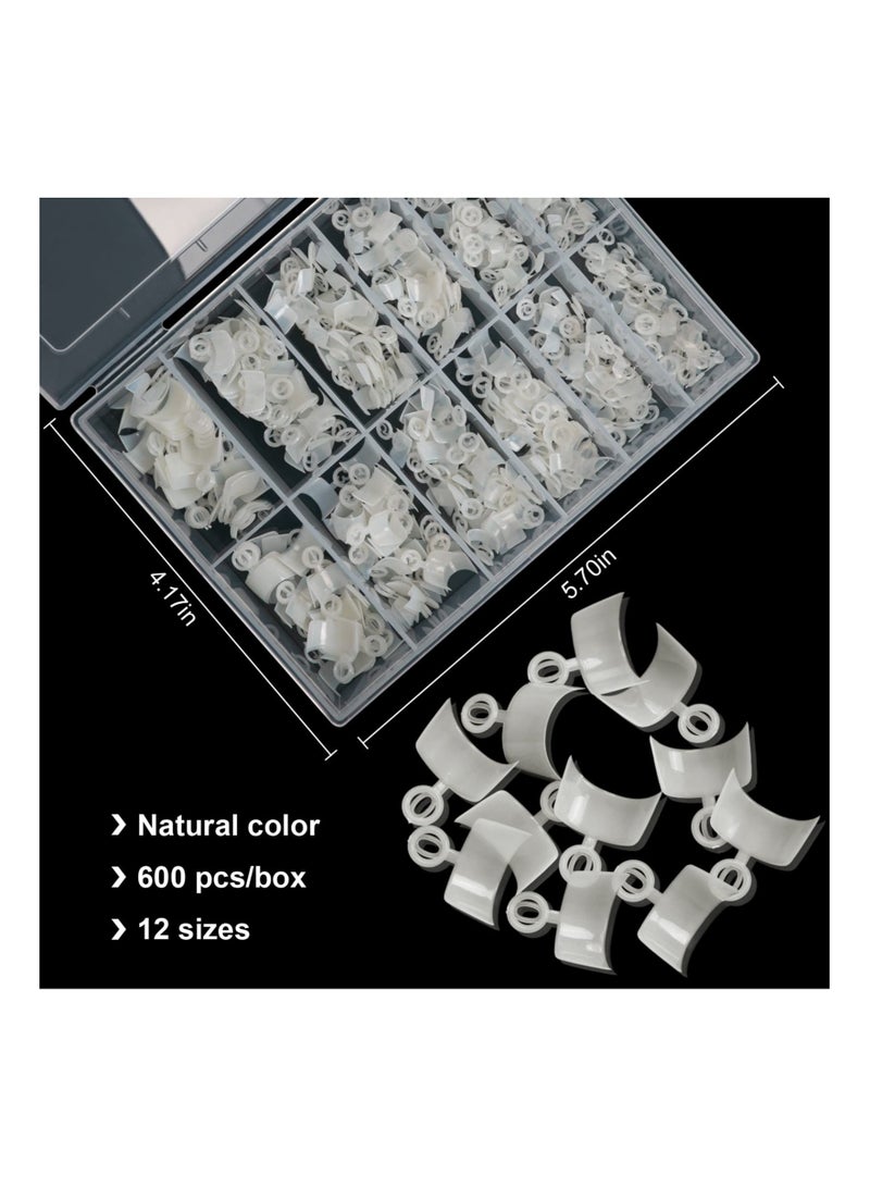 SYOSI 600PCS Short French Style False Nails, Half Cover Nails Tips, White Short Acrylic Extension Finger Nail 12 Sizes with Box for Nail Tips Art Salons and Home DIY (French) - Image 4