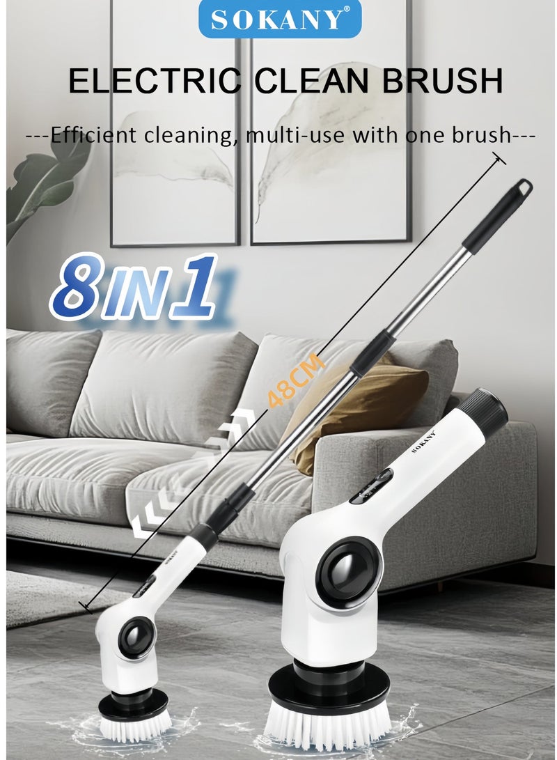 سوكاني مِفرْكَةٌ دَوّارَةٌ بِالطّاقةِ الكَهْرَبائيّةِ، فرشاةُ تَنْظيفٍ لاسلكيّةٌ، بِرؤوسِ 7 فرشٍ قابلةٍ للتّبديل، سُرْعتانِ للدّوران، مُفرْكَةُ حَمّامٍ ذاتِ مُقابضٍ قابلةٍ للتّعديلِ والفَصْلِ، فرشاةُ تَنْظيفٍ للمَطْبَخِ والحَمّامِ - Image 3