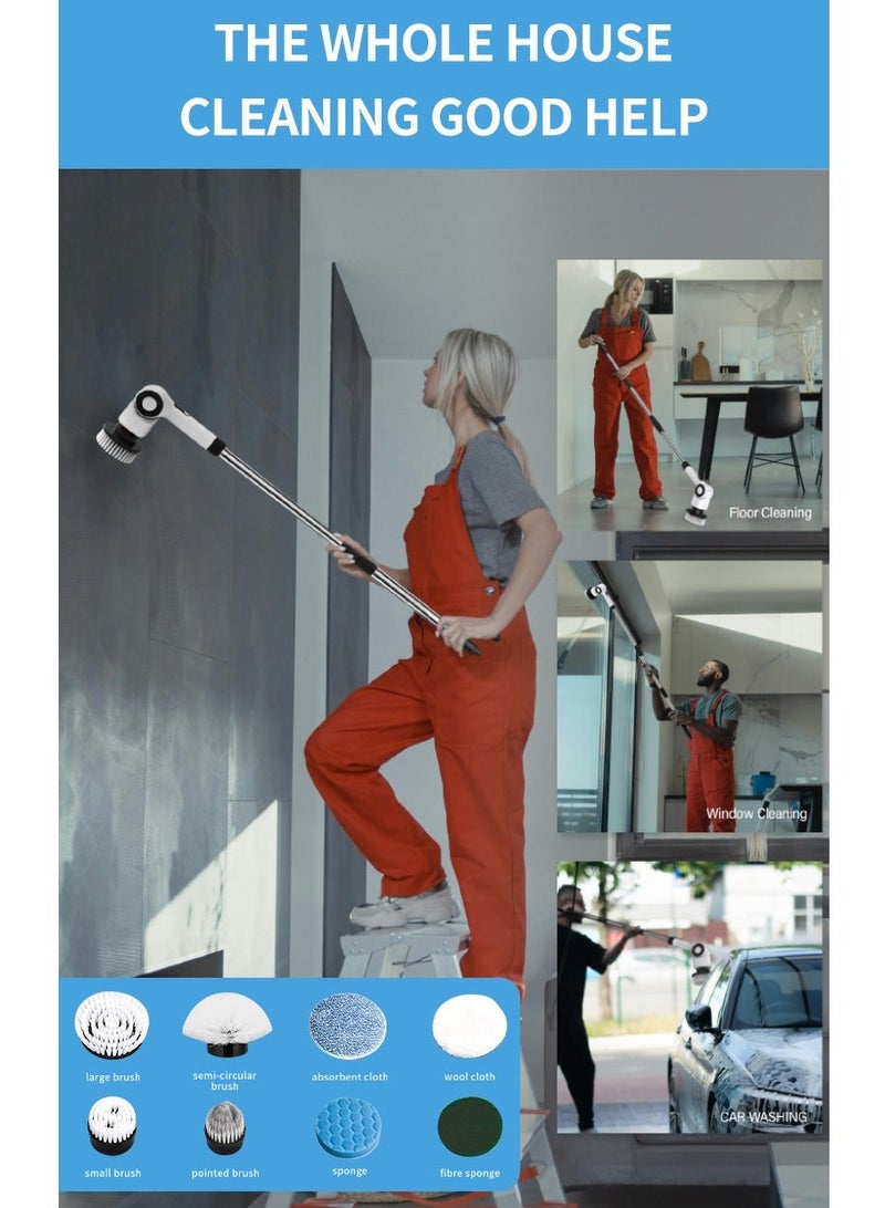 سوكاني مِفرْكَةٌ دَوّارَةٌ بِالطّاقةِ الكَهْرَبائيّةِ، فرشاةُ تَنْظيفٍ لاسلكيّةٌ، بِرؤوسِ 7 فرشٍ قابلةٍ للتّبديل، سُرْعتانِ للدّوران، مُفرْكَةُ حَمّامٍ ذاتِ مُقابضٍ قابلةٍ للتّعديلِ والفَصْلِ، فرشاةُ تَنْظيفٍ للمَطْبَخِ والحَمّامِ - Image 4