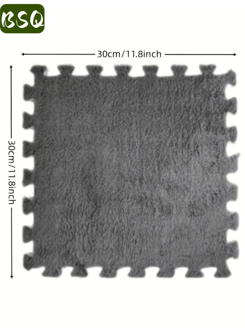 بي إس كيو سجادة أرضية إسفنجية مخملية مكونة من 12 قطعة | بلاطات أرضية إسفنجية متشابكة | سجادة دافئة لجانب السرير | بطانة إسفنجية مريحة | سجادة إسفنجية سميكة من مادة EVA المخملية | ناعمة ومتينة | سجادة زحف بمقاس 11.8 × 11.8 بوصة | سجادة أرضية مخملية سميكة | سجادة مربعة قابلة للتجميع بنفسك | (6 قطع بيضاء + 6 قطع رمادية) - Image 4