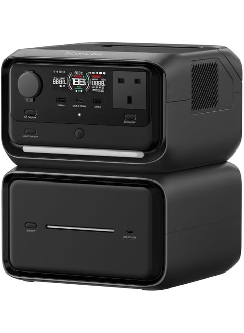 EcoFlow RIVER 3 Max Plus (RIVER 3 Plus&EB600) Portable Power Station – 858Wh LFP Battery, 1200W Output, <10 ms UPS, Wireless Connection, Solar Generator for Camping & RV