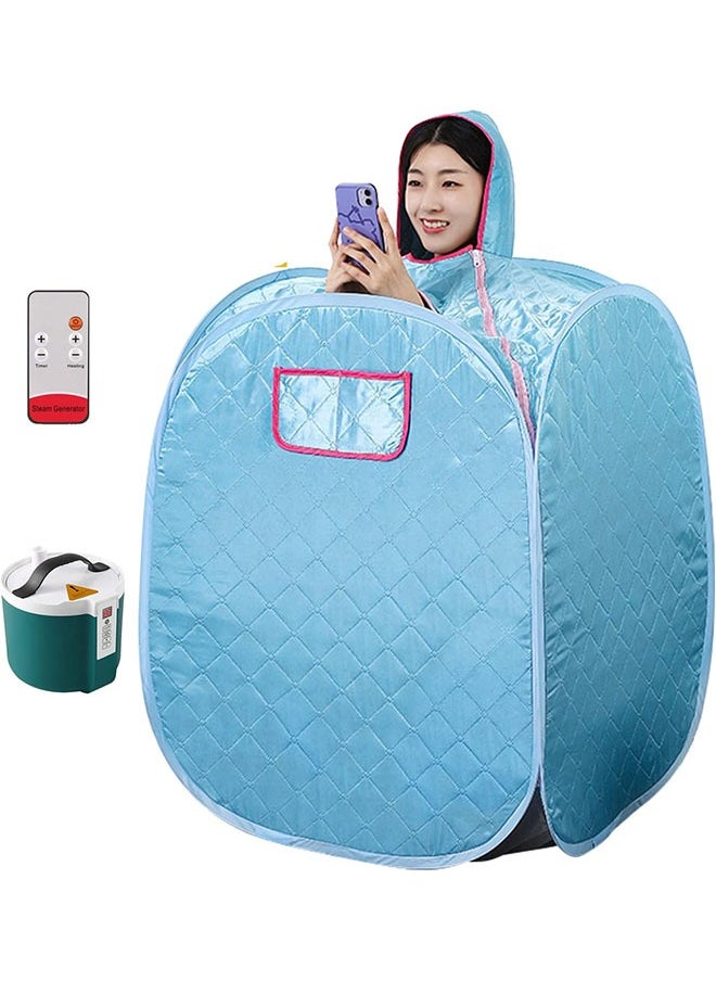 Generic - 1 pcs Portable Steam Sauna Private  Room Sauna Tent Personal Folding Home Spa with Timer Remote Control 2L Steam Pot Carrying Bag for Detox Relaxation (Blue) - Image 1