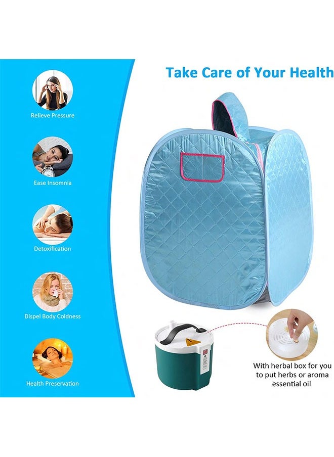 Generic - 1 pcs Portable Steam Sauna Private  Room Sauna Tent Personal Folding Home Spa with Timer Remote Control 2L Steam Pot Carrying Bag for Detox Relaxation (Blue) - Image 1