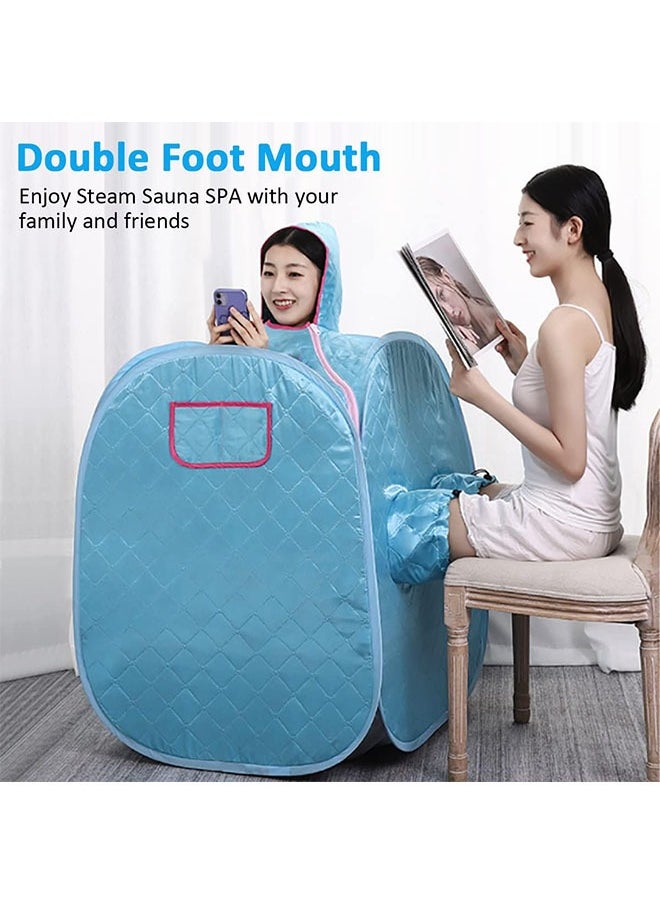 Generic - 1 pcs Portable Steam Sauna Private  Room Sauna Tent Personal Folding Home Spa with Timer Remote Control 2L Steam Pot Carrying Bag for Detox Relaxation (Blue) - Image 1