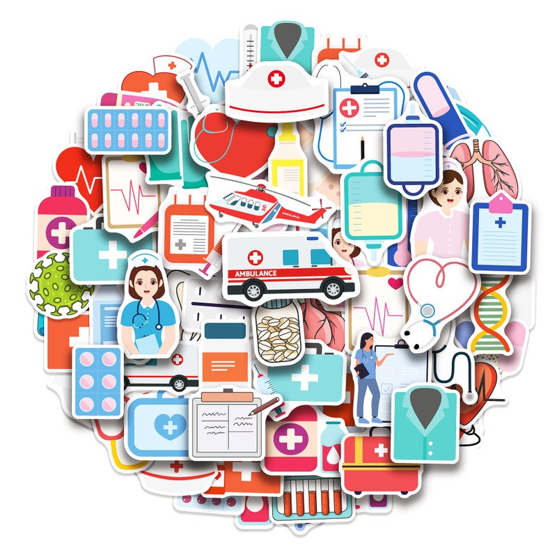 Cleverplay 100 Pack Nurse Stickers Medical Healthcare Doctor Party Favors Gift Birthday Decorations Gifts - Image 2