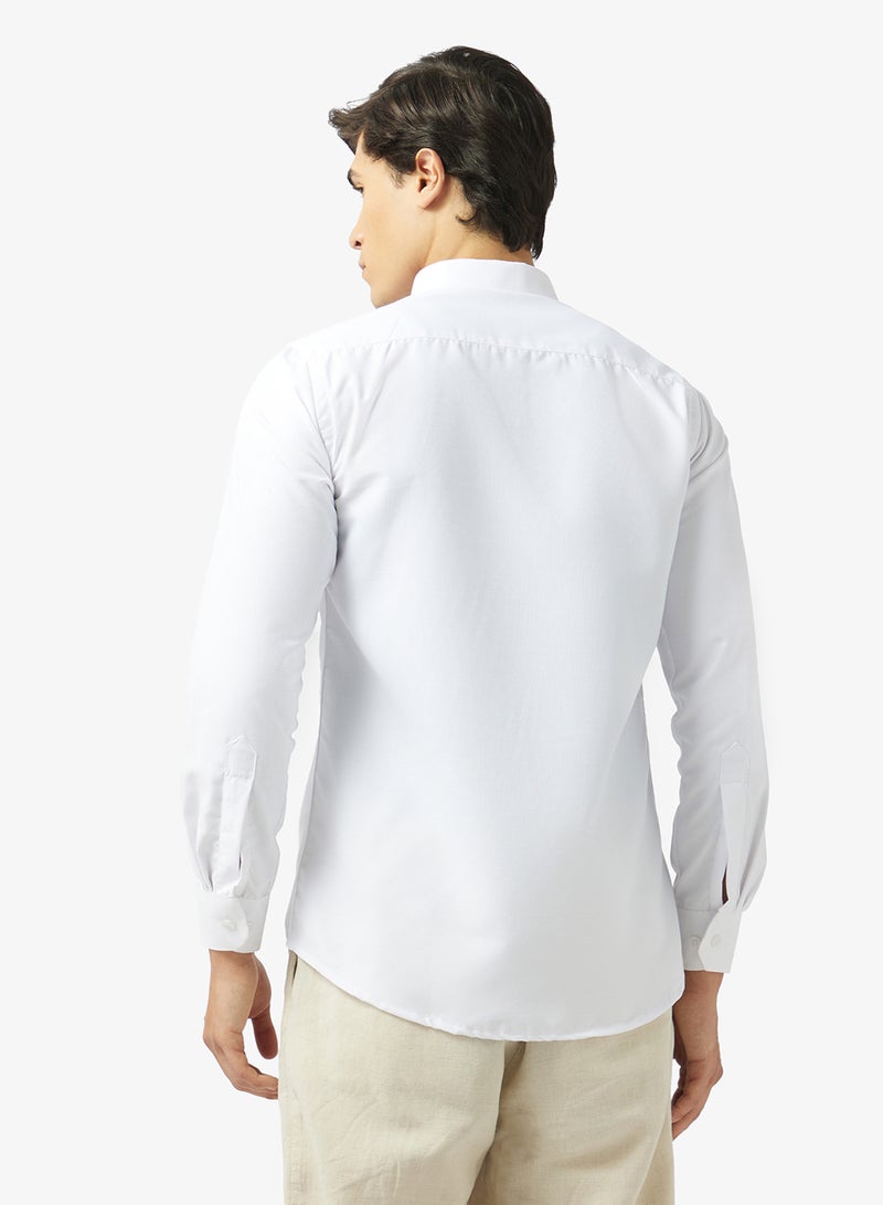 Robert Wood Mens 100% Cotton Self Weave Plain Shirt - Image 2