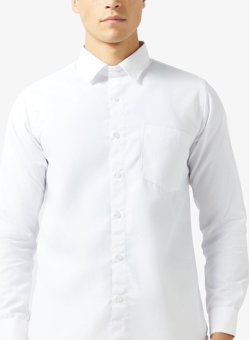 Robert Wood Mens 100% Cotton Self Weave Plain Shirt - Image 3