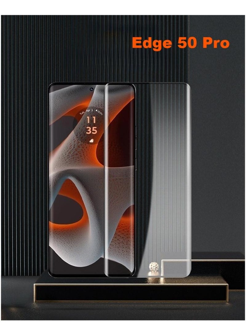 Motorola Edge 50 Pro Screen Protector, Glass Tempered Bubble Free, Anti-Scratch, Anti-Fingerprint, 9H Hardness 3D Curved Edge Screen Protection for Moto Edge 50 Pro Accessories - Image 1