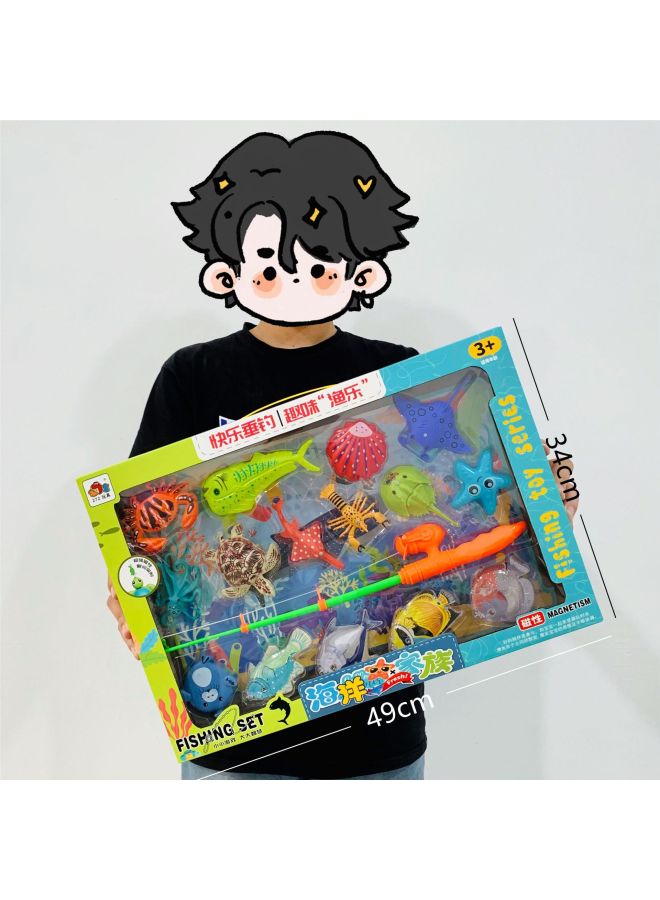 Loquat Children's Fishing Toy Pool Suit Water Magnetic Fishing Rod Boys And Girls Parent-child Interactive Game Toys Wholesale-Color:328-341 - Image 3