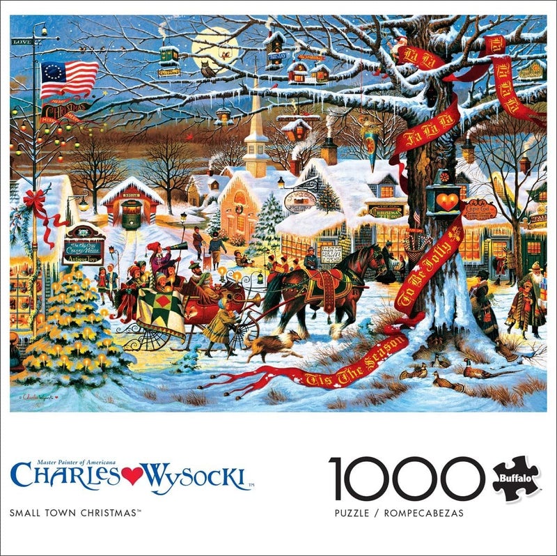 Buffalo Games Charles Wysocki - Small Town Scene - 1000 Piece Jigsaw Puzzle - 26.75 x 19.75 in - Secure Fit Pieces - Reference Poster - Charles Wysocki Winter Scene Puzzles - Image 3