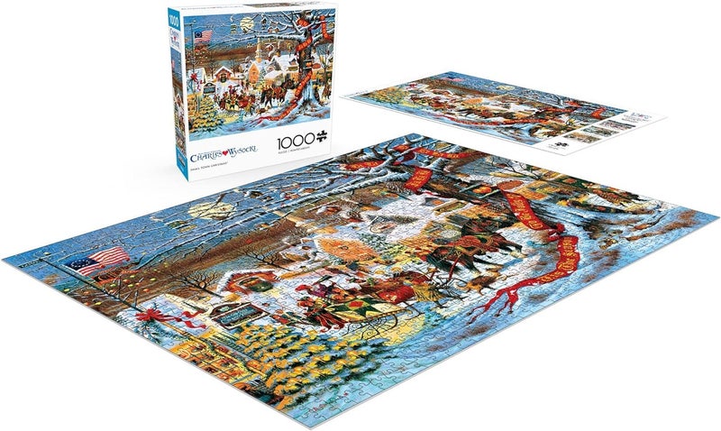 Buffalo Games Charles Wysocki - Small Town Scene - 1000 Piece Jigsaw Puzzle - 26.75 x 19.75 in - Secure Fit Pieces - Reference Poster - Charles Wysocki Winter Scene Puzzles - Image 4