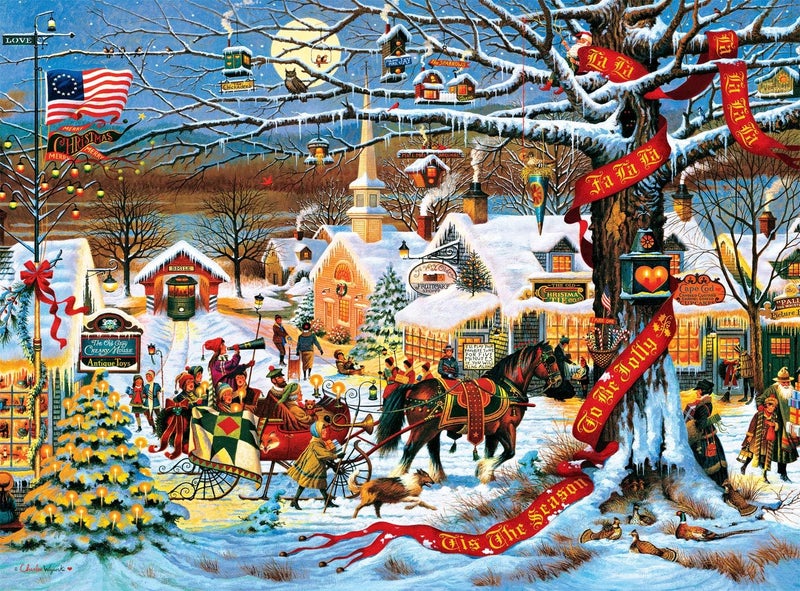 Buffalo Games Charles Wysocki - Small Town Scene - 1000 Piece Jigsaw Puzzle - 26.75 x 19.75 in - Secure Fit Pieces - Reference Poster - Charles Wysocki Winter Scene Puzzles - Image 2