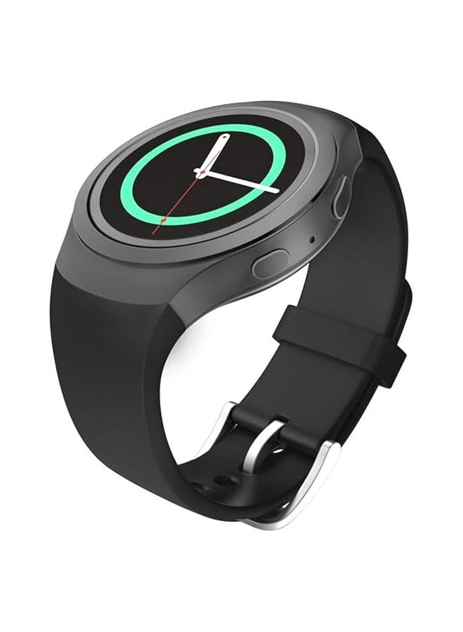 Watch Band Compatible with Samsung Gear S2, Silicone Replacement Sport Band fit Gear S2 (SM-R720 / SM-R730 ONLY) Watch, NOT FIT S2 Classic (SM-R732 & SM-R735), NOT FIT Gear Fit2,(Black) - Image 1