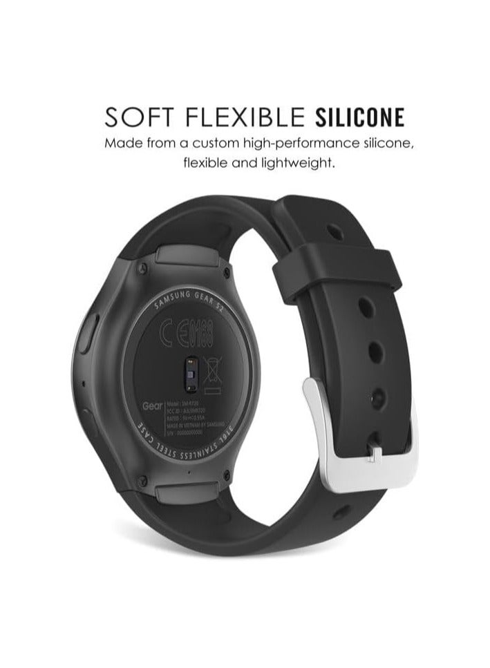 Watch Band Compatible with Samsung Gear S2, Silicone Replacement Sport Band fit Gear S2 (SM-R720 / SM-R730 ONLY) Watch, NOT FIT S2 Classic (SM-R732 & SM-R735), NOT FIT Gear Fit2,(Black) - Image 3