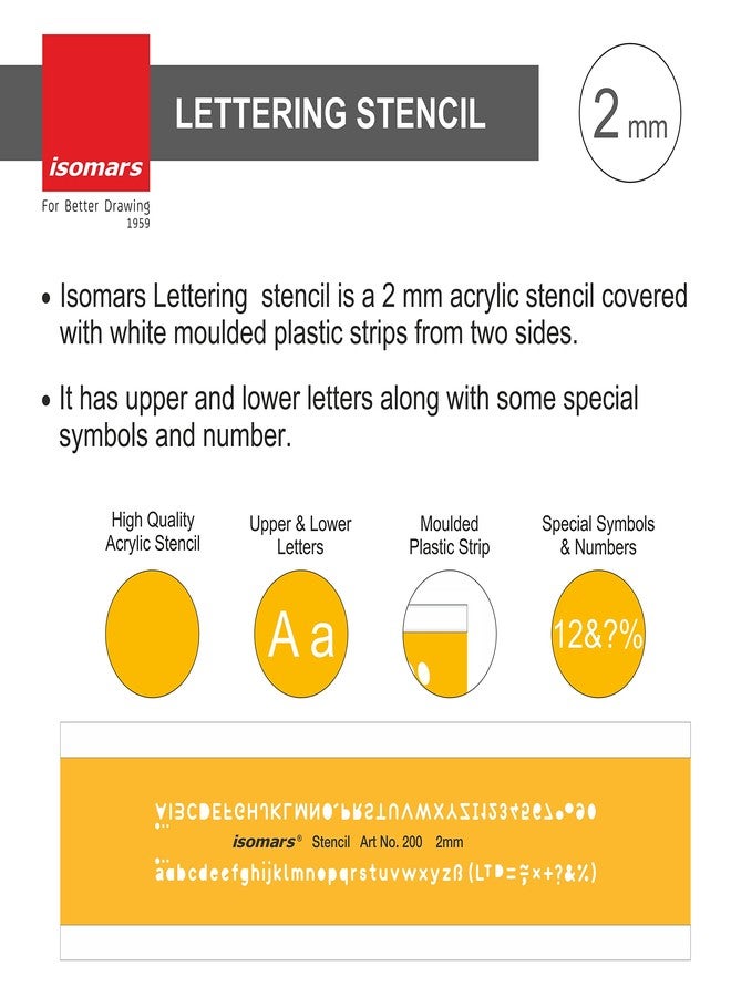 Isomars Lettering Stencil Template – Alphabet & Numbers - 2mm for Drawing, Drafting, Art & Design - Image 3