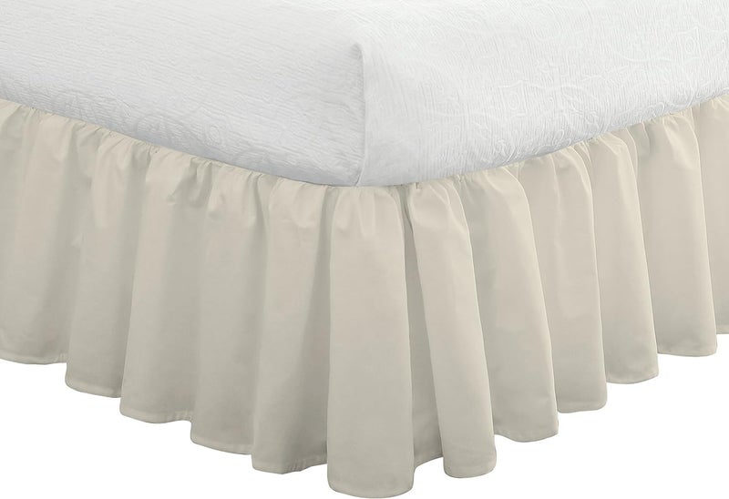 FRESH IDEAS Bedding Ruffled Bedskirt Classic 14 drop length Gathered Styling Twin Ivory FRE30114IVOR01