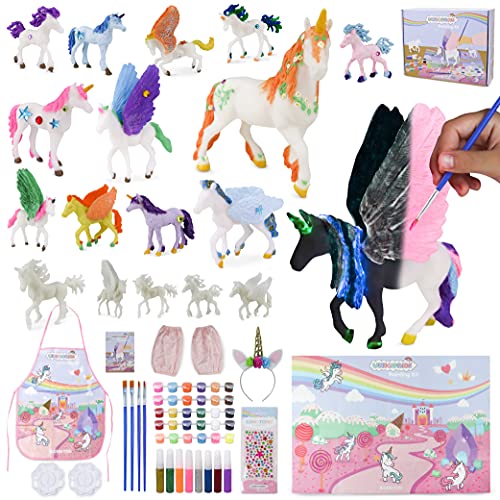 BONNYCO Unicorns Gifts for Girls Painting Kit with 18 Figurines Painting for Kids with Glow in The Dark Girl Toys 3 4 5 6 7 8 9 10 Years Crafts Kids Gifts Birthday Christmas Unicorn Toys Nias - Image 1