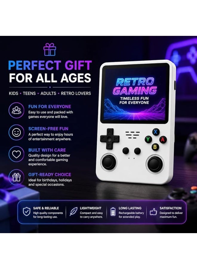 Portable handheld gaming console, 3.5-inch IPS display, 64GB storage with thousands of preloaded classic games, supports 20+ emulators, compact design for all ages. - Image 5