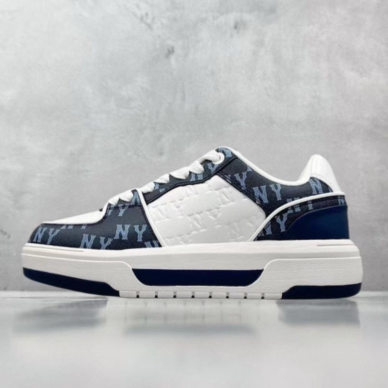 Wu Pin Pai Unisex Retro Skate Sneakers with Chunky Sole - Classic Monogram Design in White and Blue - Image 1
