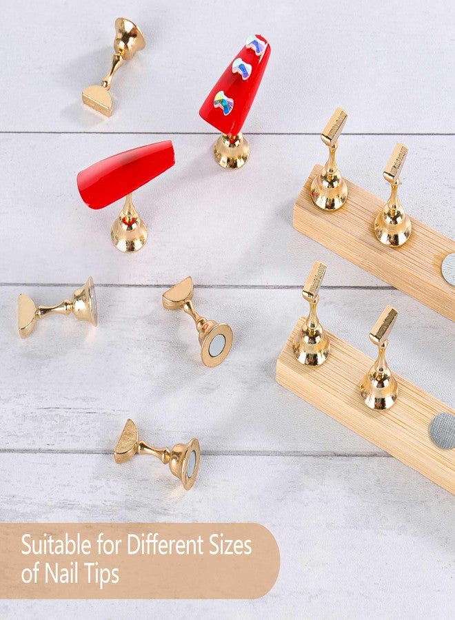 Tbestmax 4 Sets Nail Stand for Press on Magnetic Nail Tip Holder Nails Art Display Stand Wood Fake Nail Holder - Image 5