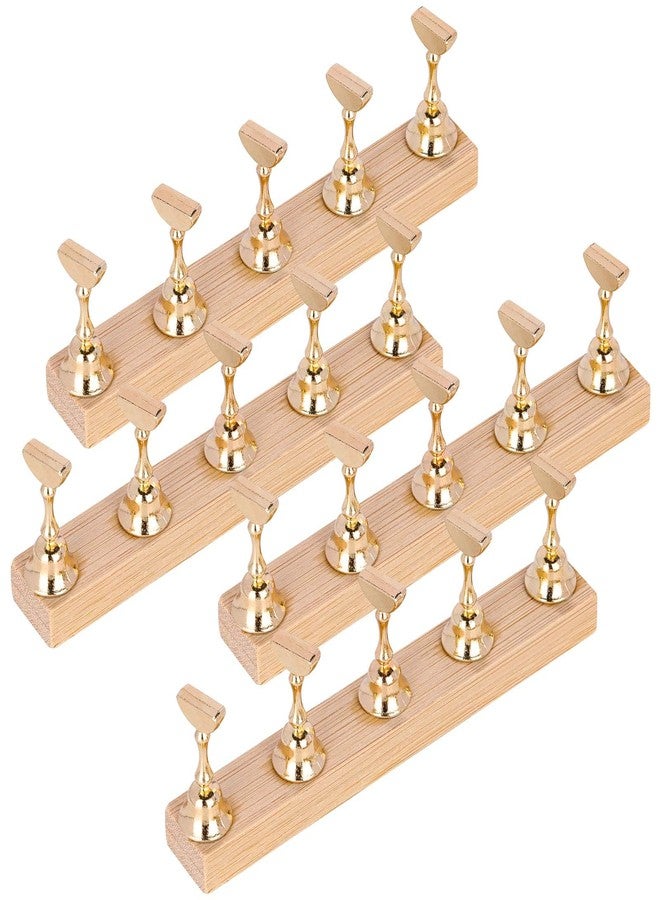 Tbestmax 4 Sets Nail Stand for Press on Magnetic Nail Tip Holder Nails Art Display Stand Wood Fake Nail Holder - Image 1