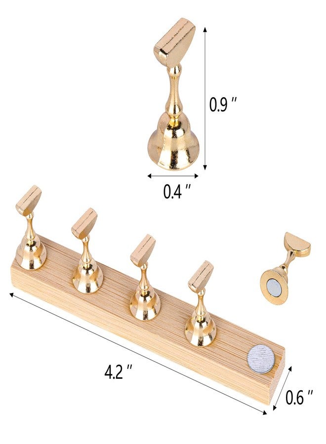 Tbestmax 4 Sets Nail Stand for Press on Magnetic Nail Tip Holder Nails Art Display Stand Wood Fake Nail Holder - Image 2